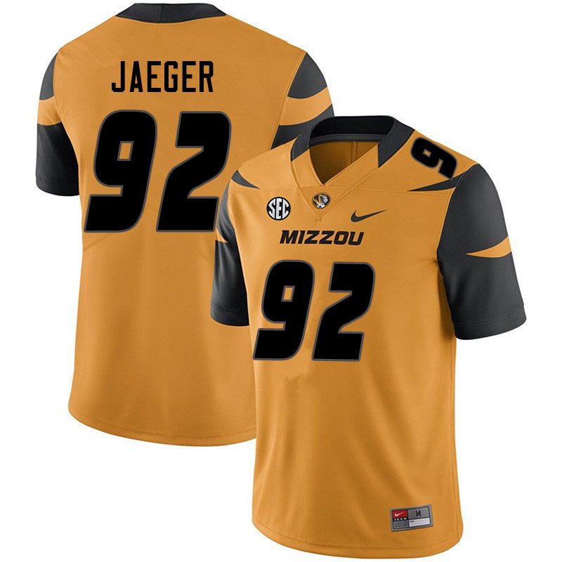 Men #92 Matthew Jaeger Missouri Tigers College Football Jerseys Sale-Yellow - Click Image to Close